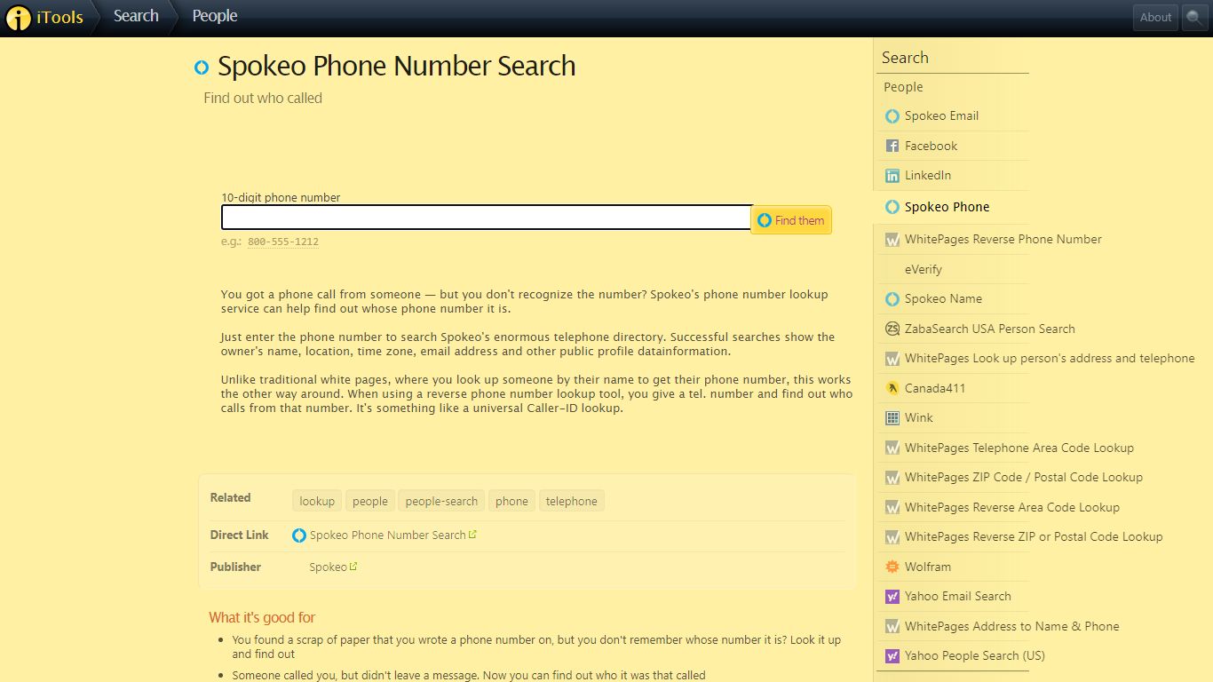 Spokeo Phone Number Search › Find out who called - iTools